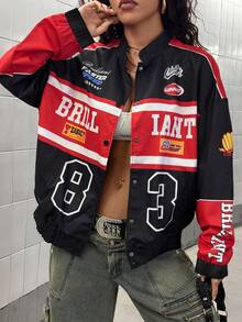 StreetHx 女士时尚赛车摩托车元素夹克