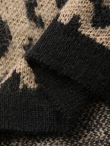 DAZY Cárdigan casual de manga larga con estampado de leopardo, de un solo botonadura, suelto, para otoño