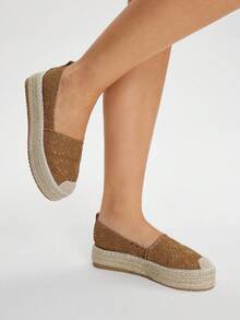 Styleloop 坡跟厚底编织一脚蹬鞋，波西米亚风格