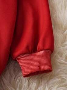 LOONEY TUNES X SHEIN Young Boy Cartoon Christmas Pattern Hooded Long Sleeve Sweatshirt Fall Winter - Red - View 7