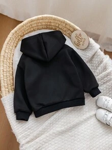 SHEIN Baby Mädchen Lässig Thermofutter Kapuzenpullover, Schwarz, vielseitig für Herbst/Winter