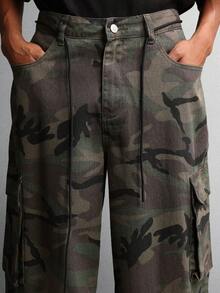 SUMWON 阔腿复古军装工装裤 宽松迷彩图案 多口袋作战裤 街头风宽松版型 工作服 休闲 - 彩色 - 查看 6