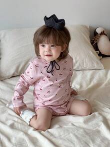 DAZY Baby Girls Floral All-Over Print Crew Neck Long Sleeve Bodysuit Fall,Winter - Pink - View 7