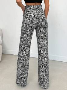 EURMUSE 100% Cotton MID RISE WIDEEG CUT LEOPARD JEAN - Multicolor - View 2