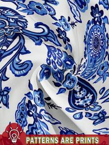 Soleia 女士沙滩装复古佩斯利印花露肩短款上衣和短裤两件套，夏季服装