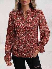EMERY ROSE Áo cánh dài tay cổ chữ V họa tiết da báo thanh lịch dành cho nữ - Nhiều màu - Xem 5