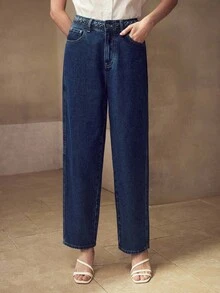 MOTF PREMIUM CABLE WAIST ZIP FRONT STRAIGHT LEG JEANS - Royal Blue - View 4