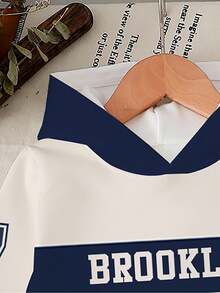 1 Bộ đồ hoodie thể thao phong cách trẻ em trai, Bộ hoodie và quần nỉ họa tiết chữ và số "BROOKLYN 78", Thích hợp cho các hoạt động thể thao hàng ngày, trang phục thường ngày và đi học, Thu/Đông - Nhiều màu - Xem 9