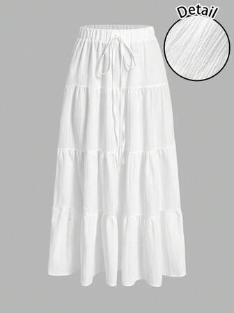 SHEIN EZwear Saia feminina estilo casual de férias em camadas, adequada para férias de verão, ilha, festa, versátil, início do outono