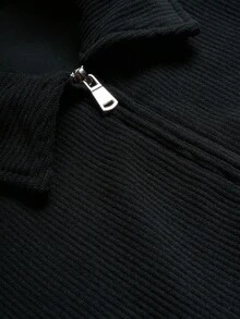 PAVTROS Men's Simple Black Corduroy Jacket , Men Zip Up Jacket , Jersey Jacket , Black Corduroy Jacket , Cropped Zip Up Jacket , Streetwear, Jersey Zip Up Jacket, Grunge, Fall/Winter