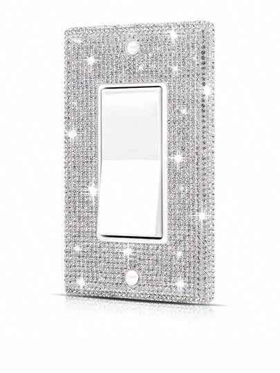 1 件壁板插座盖，电源插座插头盖，标准尺寸 4.50 英寸 X 2.76 英寸，银色水钻闪亮装饰灯开关盖板，适用于卧室配件家居装饰，贴纸，墙贴花，乙烯基贴花用于家居装饰，春季装饰物品让您的家焕然一新，节日装饰贴纸礼物生日毕业