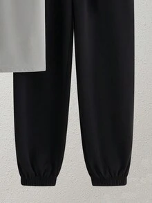SHEIN 2 件套青少年男童休闲简约字母印花圆领套头衫，适合夏季运动、跑步、户外 - 灰色 - 查看 3