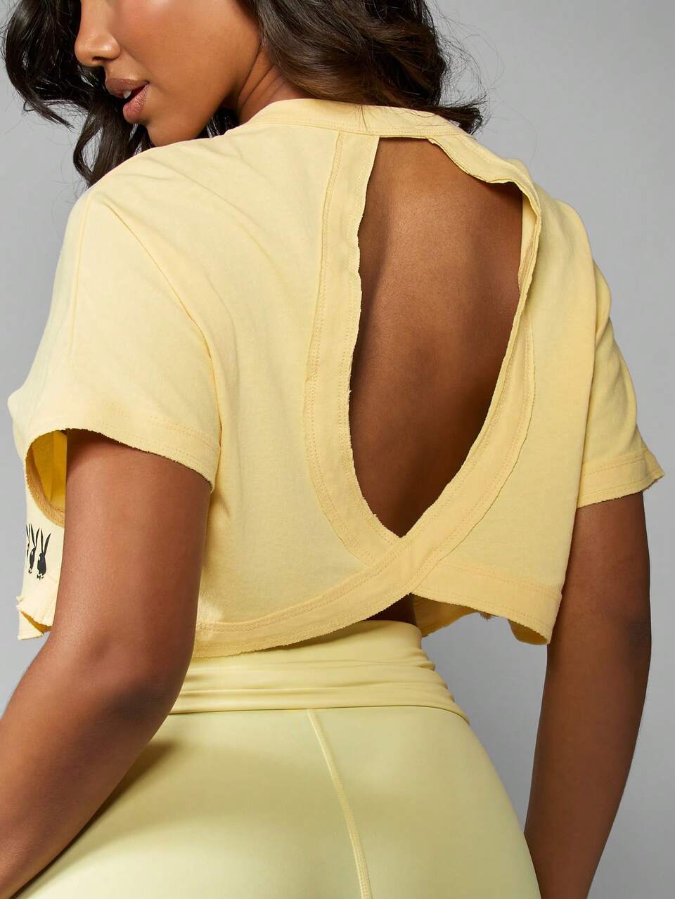 Missguided x Playboy Active Crop Top With Cross Back Detail Short Sleeve Cotton Tee
