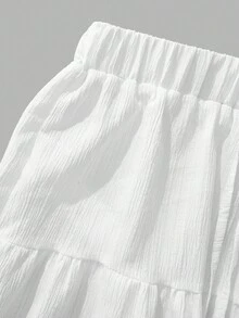 SHEIN EZwear Casual Vacation Style Women's Layered Cake Skirt, Suitable For Summer Vacation, Island, Party, Versatile, Early Autumn - Multicolor - View 4