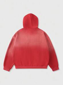 ROMWE MEN Street Life Men's Distressed Hoodie With Holes, Loose Short Style, Fall - Red - View 3