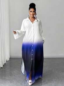 Maweii فستان حفلة أنيق بتدرج اللون للمرأة بمقاسات كبيرة، تصميم متعدد الاستخدامات للمناسبات الرومانسية - متعدد الألوان - مشاهدة 3