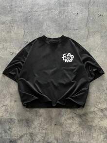 AXEPEAK Camiseta de manga corta de punto casual y holgada para hombre, de uso diario y con estilo - Negro - Ver 2