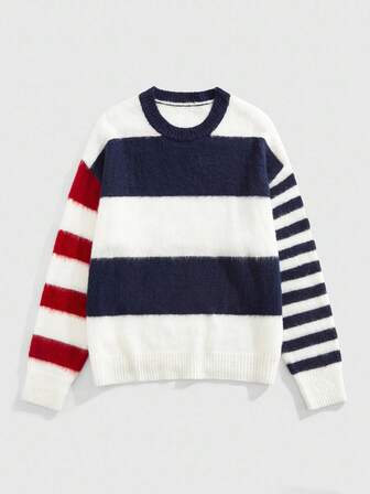 Street Life Herren Garten gestreifter Strickpullover, Herbst Winter