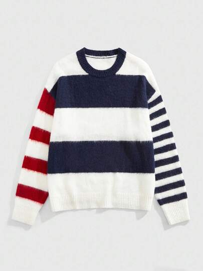 Street Life Maglione a righe lavorato a maglia da uomo, autunno inverno