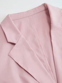 Sweetra Áo khoác Blazer tay dài đơn hàng khuy đơn giản cổ ve lật thời trang nữ - Màu Hồng baby - Xem 5
