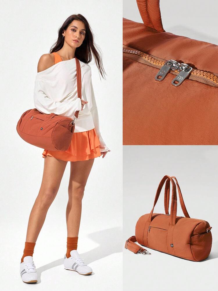 Bolsa de lona con cremallera de gran capacidad de 16L, con correas duales para transporte, ideal para uso diario y actividades casuales