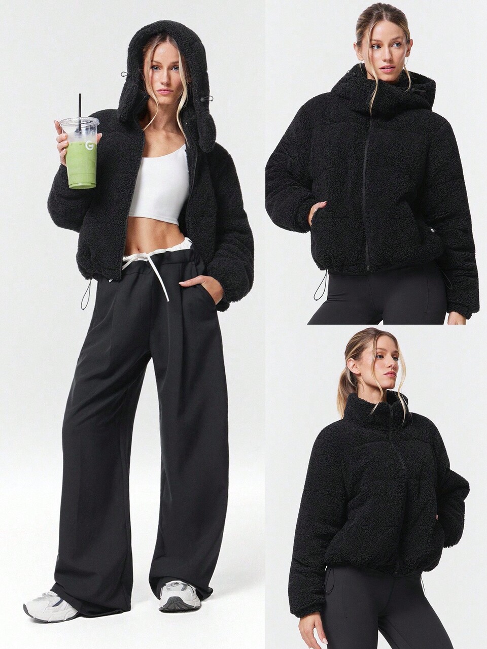 Polar Fleece Soft Warm Jacket With Side Pockets Detachable Hoodie Daily Casual Autumn Winter Warm
