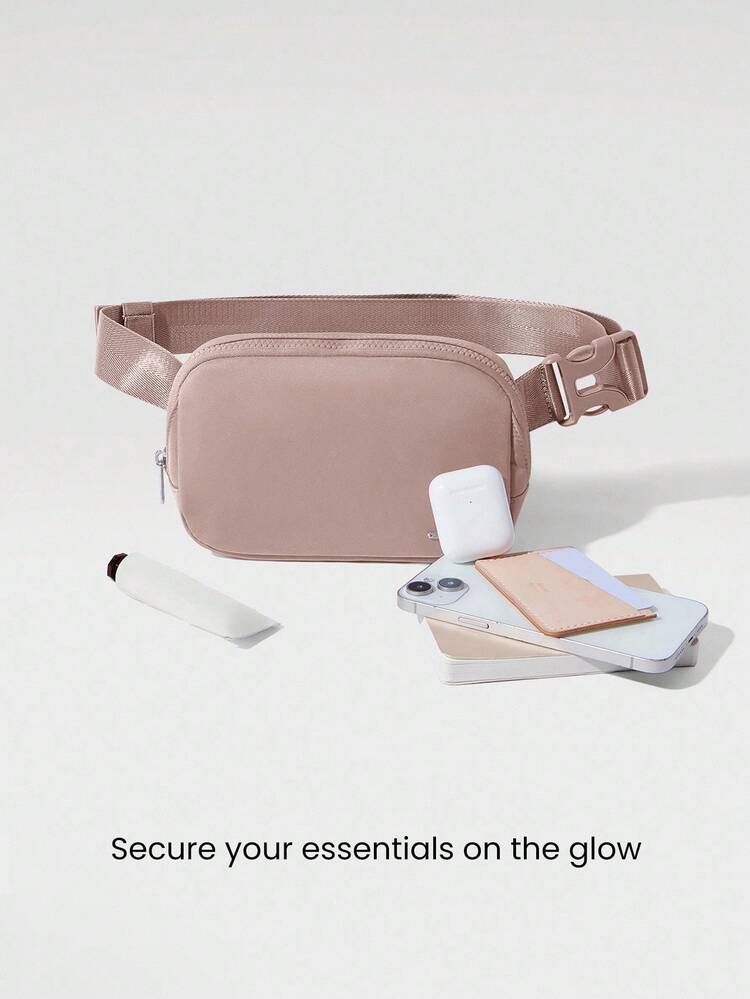 1L Bolso de cintura con cremallera resistente al agua, bolso bandolera con correa ajustable
