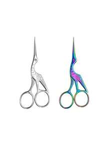 Juego de tijeras con forma de grúa de tamaño grande (12,8 cm) y pequeño (10,3 cm), tijeras vintage para manualidades, tijeras para tela, tijeras para bordado, tijeras para punto de cruz, tijeras de oficina para papel, tijeras para cejas puntiagudas, tijeras pequeñas multiusos - Multicolor - Ver 17