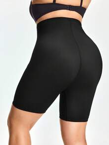 SHAPORA Pantalones cortos moldeadores de unicolor de talla grande para mujer - Negro - Ver 2