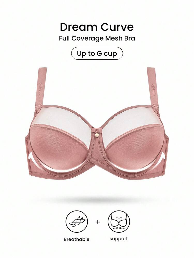 Plus Unlined Full Coverage Side Support Mesh Bra