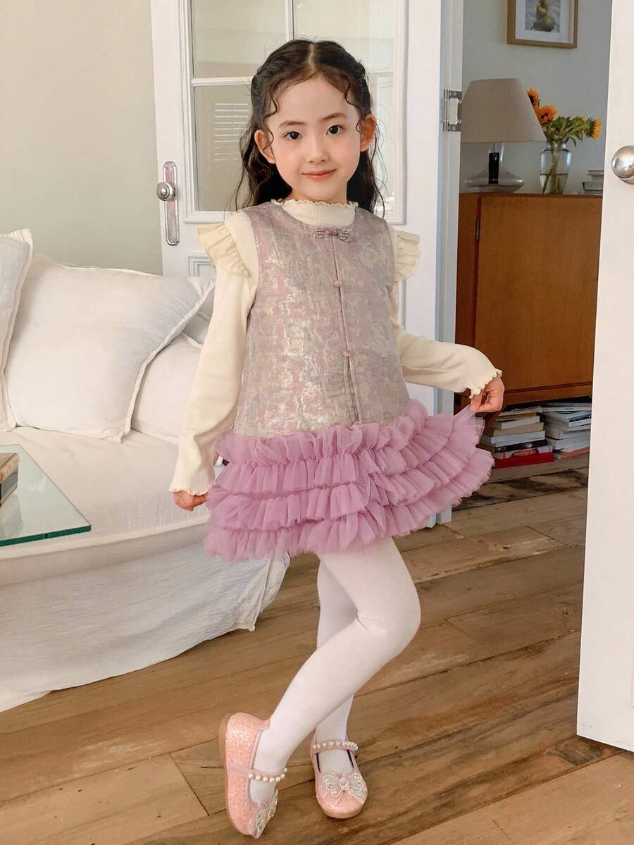 DAZY Mädchen (Small) Mandarinkragen ärmelloses Kleid im chinesischen Stil, Herbst