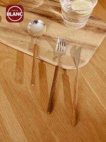 Madebyblanc 1件北欧风格304镜面西式餐具，304不锈钢牛排刀叉，便当饭勺