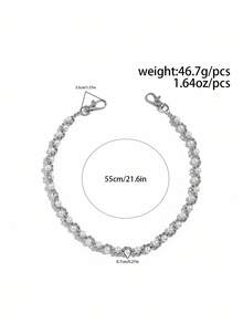 ROMWE Fairycore 1pc Fashionable Casual Minimalist Faux Pearl Pants Chain, Wrapped Iron Alloy Chain, Men's Personalized Accessory, For Pants Decoration, Holiday Gift - Silver - View 5