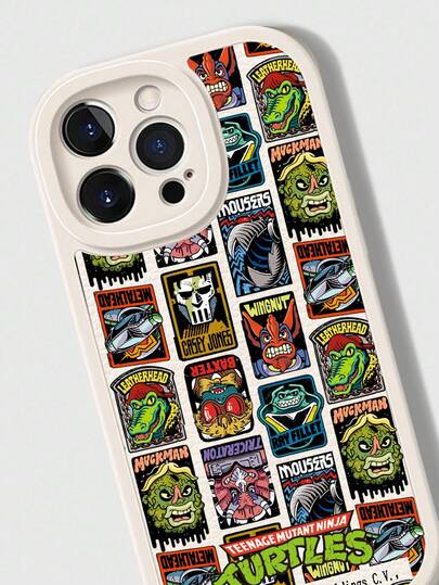TEENAGE MUTANT NINJA TURTLES X ROMWE 1 pièce Coque de téléphone blanche imprimée, compatible avec iPhone 11, 12, 13, 14, 15 Pro Max et 16