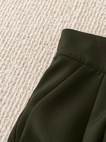 GlowEve CURVE Plus Size Casual Solid Color Slant Pocket Simple Shorts, Summer - Army Green - View 5