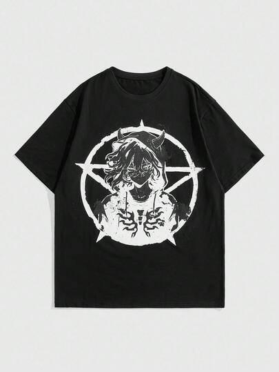 Men's Summer Fashion Dark Anime Print T-Shirt