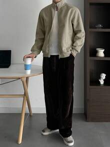 DAZY 男士纯色基本款运动衫、卫衣和夹克 秋冬 - 綠色 - 查看 4