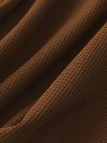 EMERY ROSE Plus Size Casual Solid Color Loose T-Shirt, Autumn - Chocolate Brown - View 3