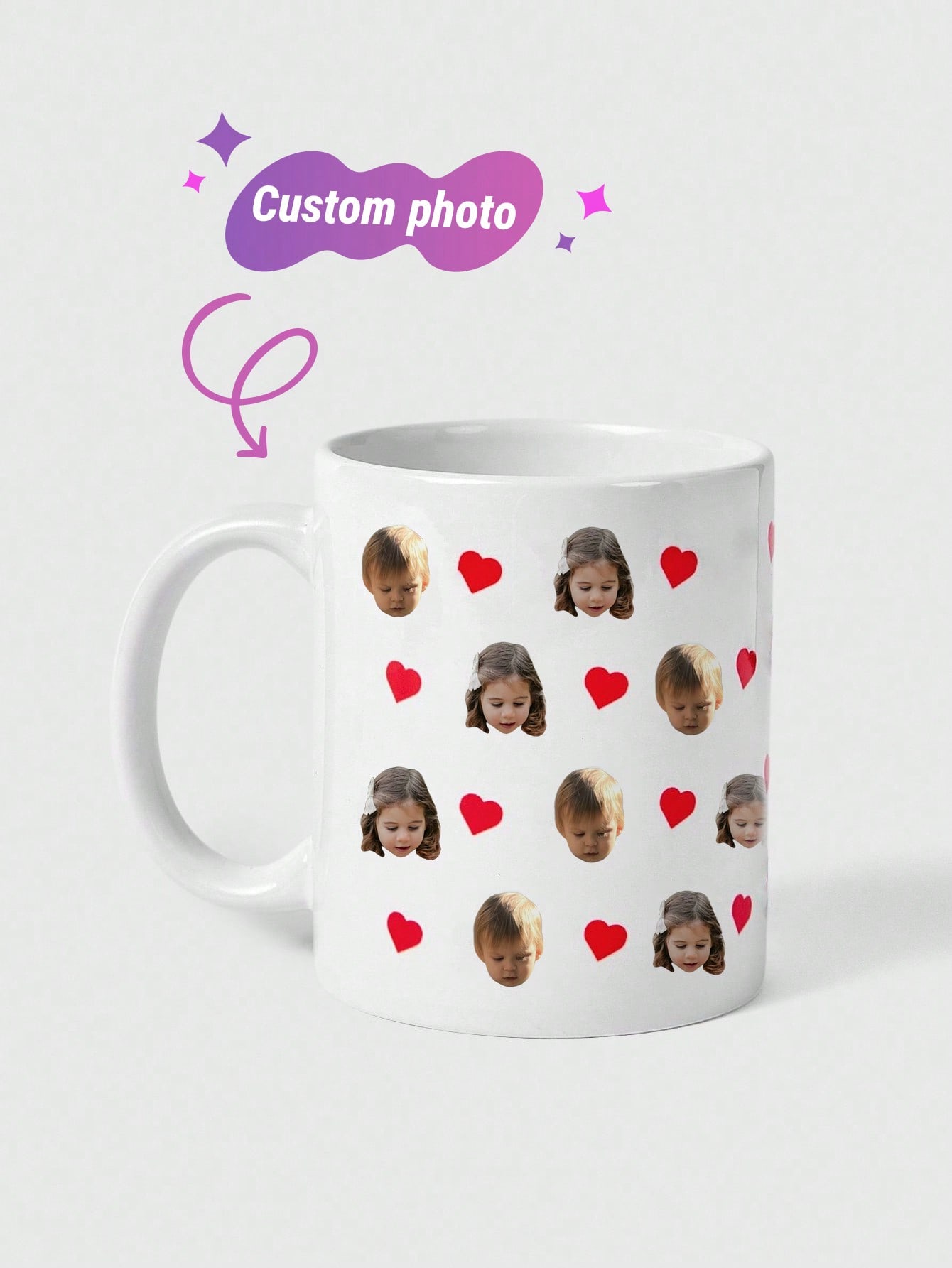 1pc Custom Face Mug, Personalized Photo Coffee Mug, Personalized Baby And Pet Face Mug, Personalized Photo Anniversary Mug, Housewarming Gifts, Valentine's Gift, Anniversary Gift, Graduation Gift, For Birthdays, For Children's Day, For Father's Day, For Graduation, For Weddings, For Housewarming Dining Room, Living Room, Bedroom, Office, Tea Room, Home, School Back To School