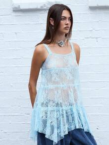 COUREZ Baby Doll Lace Cami Top /Y2K Fall Women Clothes Fall Clothes Cute Tops Going Out Top Winter Clothes Chic Top