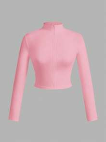 Slaydiva 3 件套女士简约休闲秋冬 V 领拉链紧身长袖 T 恤，白色+黑色+灰色 - 粉色 - 查看 4