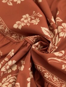 Brillora Chân váy xếp ly họa tiết hoa dành cho nữ, thích hợp cho kỳ nghỉ mùa thu - Rỉ Nâu - Xem 7