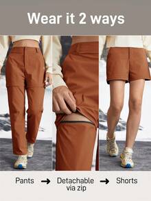 In My Nature 女式秋季可拆卸两段式户外徒步露营城市通勤裤女式徒步裤户外裤拉链裤女 - 摩卡棕 - 查看 2