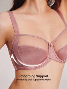 LUVLETTE 无衬里全覆盖侧支撑网眼透视基本款轻盈舒适小胸罩