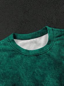 PAVTROS 男式字母与建筑图案圆领短袖休闲T恤 - 彩色 - 查看 5