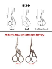 Juego de tijeras con forma de grúa de tamaño grande (12,8 cm) y pequeño (10,3 cm), tijeras vintage para manualidades, tijeras para tela, tijeras para bordado, tijeras para punto de cruz, tijeras de oficina para papel, tijeras para cejas puntiagudas, tijeras pequeñas multiusos - Multicolor - Ver 12