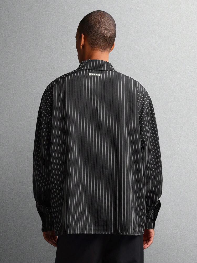 핀스트라이프 긴팔 버튼 다운 셔츠
