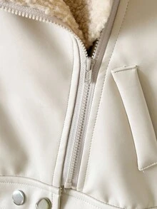 SHEIN Playful Pals Baby Boys' Thermal Lined Long Sleeve Jacket Fall Winter - Apricot - View 4