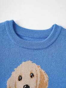 PrepCrw Baby Boy Cute Dog Pattern Pullover Sweater, Casual Autumn/Winter Toddler Sweater Knitted Baby Sweater Baby Jumper Dog Sweater Baby Boy Knitwear Baby Sweater With Dog ColorfulJoy Knitted Baby Boy Blue Sweater Baby Boy Puppy Sweater Baby Boy Fall Outfit Knitted Baby Boy Sweater