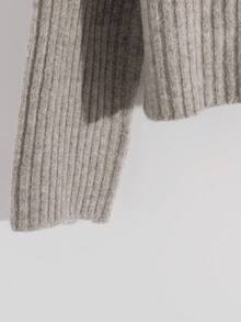 SHEIN Clasi 大码女式纯色针织高领长袖短款简约优雅套头衫，冬季